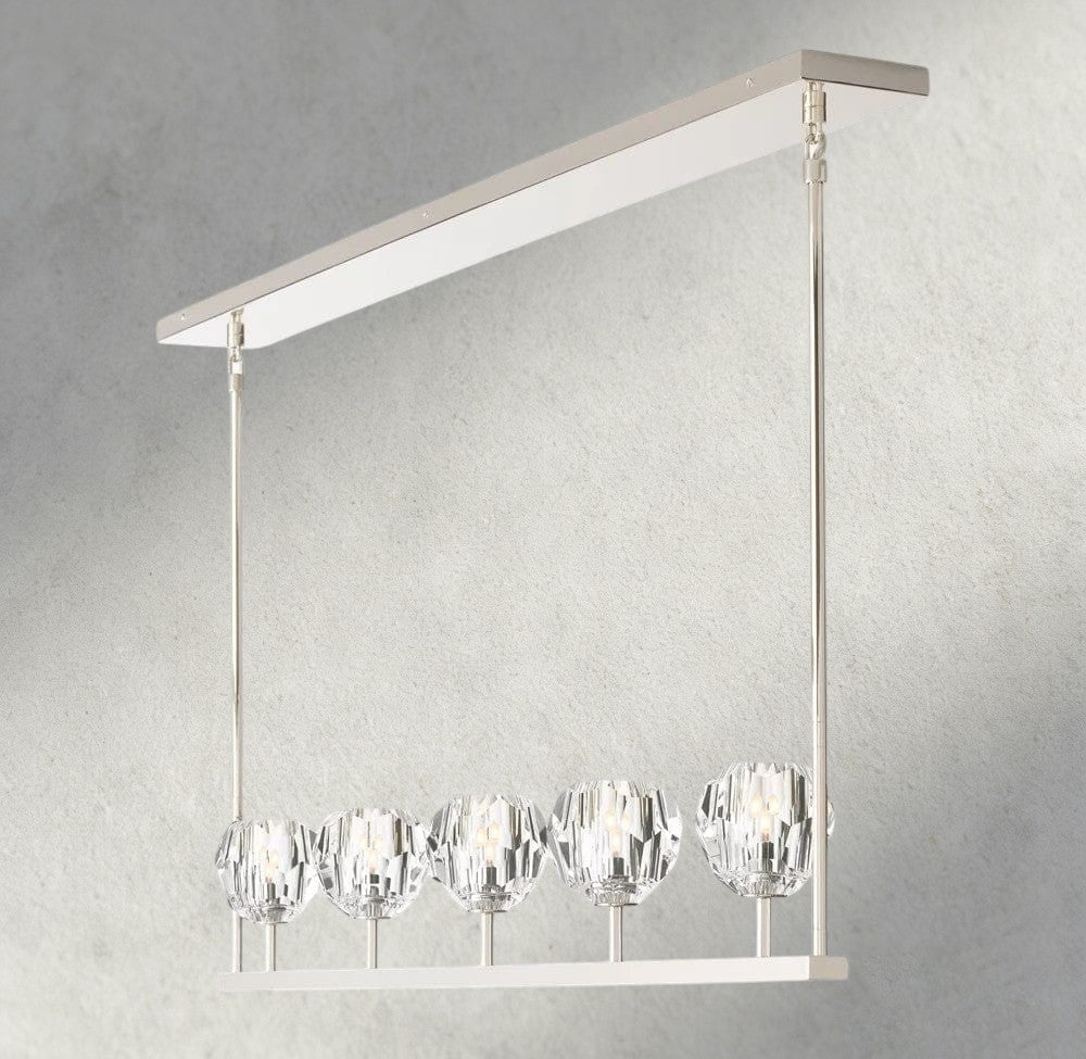 Beula De Cristal Clear Glass Linear Chandelier 48", 60" - GILDLAMPS