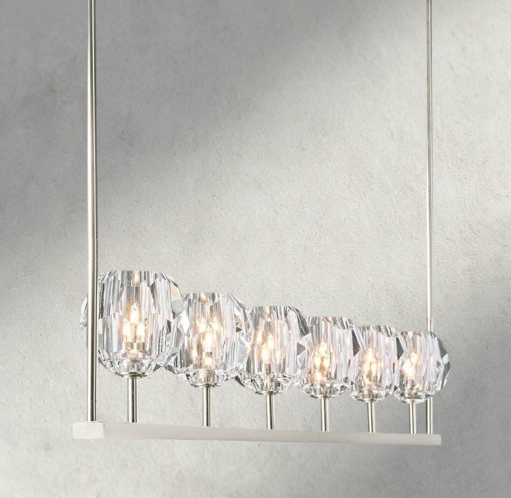 Beula De Cristal Clear Glass Linear Chandelier 48", 60" - GILDLAMPS