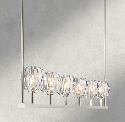 Beula De Cristal Clear Glass Linear Chandelier 48", 60" - GILDLAMPS