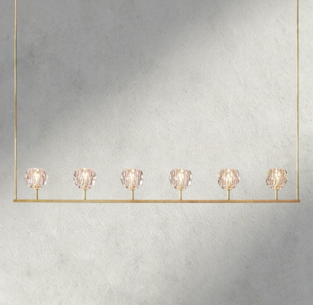 Beula De Cristal Clear Glass Linear Chandelier 48", 60" - GILDLAMPS