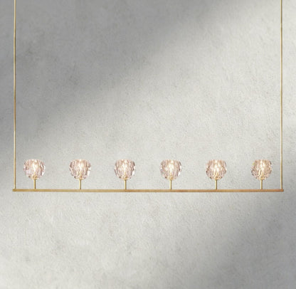 Beula De Cristal Clear Glass Linear Chandelier 48", 60" - GILDLAMPS