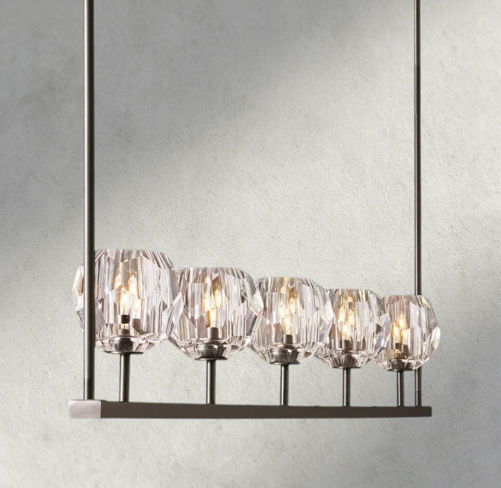 Beula De Cristal Clear Glass Linear Chandelier 48", 60" - GILDLAMPS