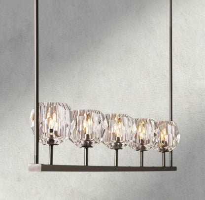 Beula De Cristal Clear Glass Linear Chandelier 48", 60" - GILDLAMPS