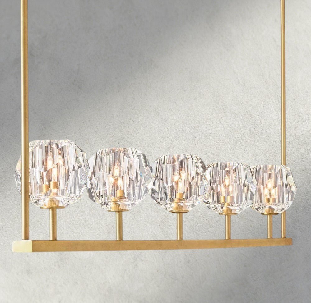 Beula De Cristal Clear Glass Linear Chandelier 48", 60" - GILDLAMPS