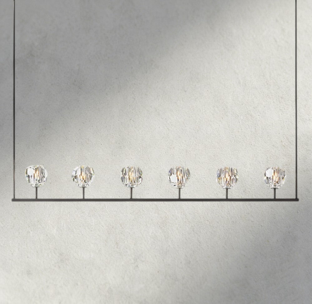 Beula De Cristal Clear Glass Linear Chandelier 48", 60" - GILDLAMPS