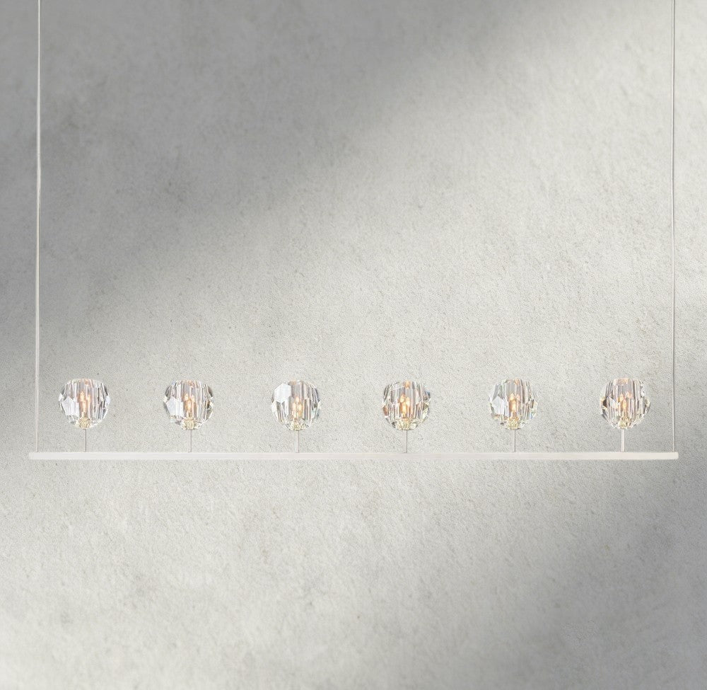 Beula De Cristal Clear Glass Linear Chandelier 48", 60" - GILDLAMPS