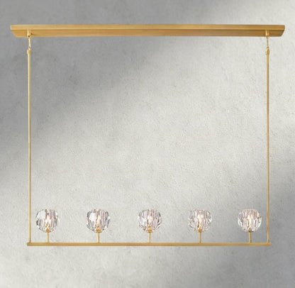 Beula De Cristal Clear Glass Linear Chandelier 48", 60" - GILDLAMPS