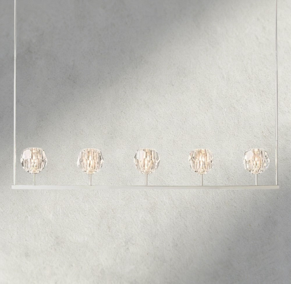Beula De Cristal Clear Glass Linear Chandelier 48", 60" - GILDLAMPS
