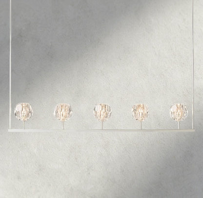 Beula De Cristal Clear Glass Linear Chandelier 48", 60" - GILDLAMPS