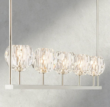 Beula De Cristal Clear Glass Linear Chandelier 48", 60" - GILDLAMPS