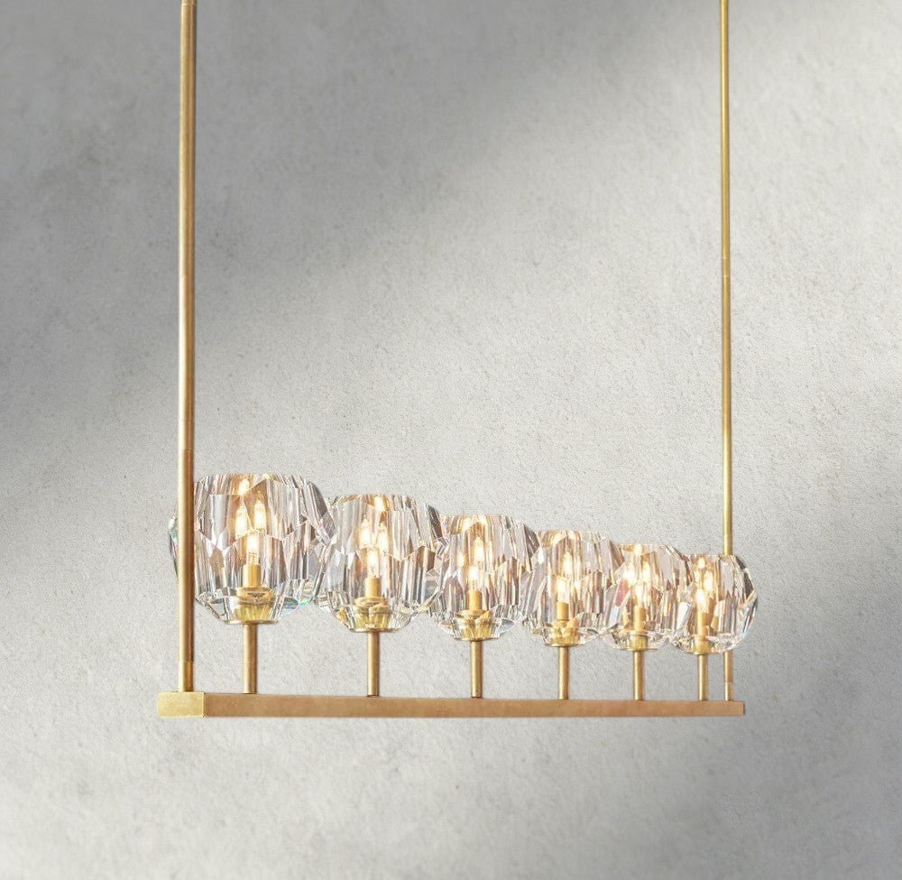Beula De Cristal Clear Glass Linear Chandelier 48", 60" - GILDLAMPS
