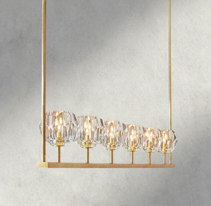 Beula De Cristal Clear Glass Linear Chandelier 48", 60" - GILDLAMPS