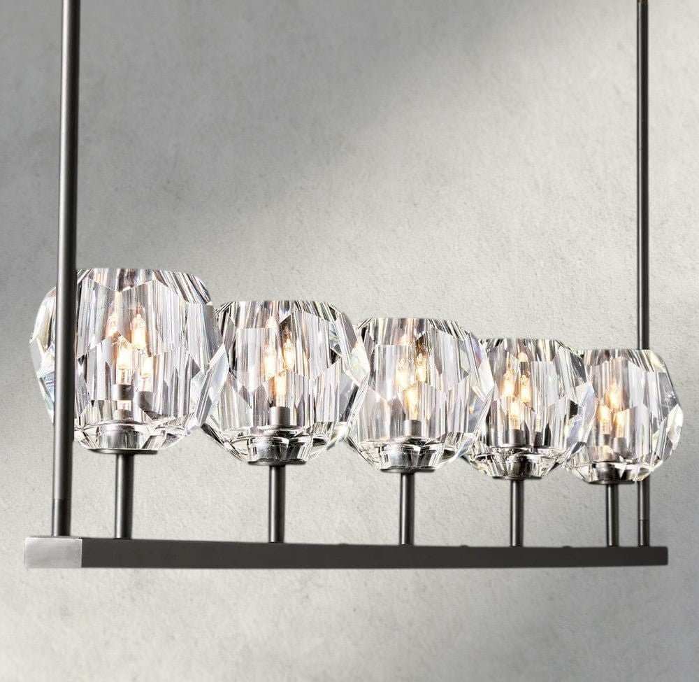 Beula De Cristal Clear Glass Linear Chandelier 48", 60" - GILDLAMPS