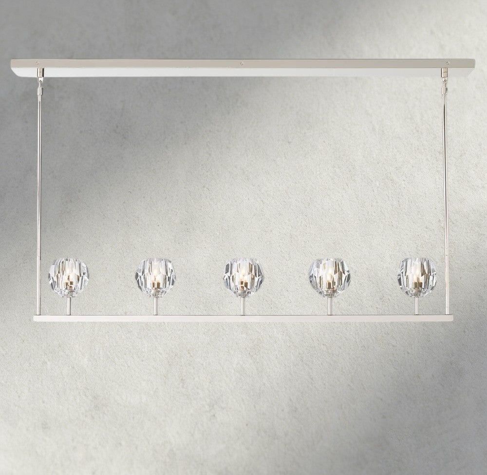 Beula De Cristal Clear Glass Linear Chandelier 48", 60" - GILDLAMPS