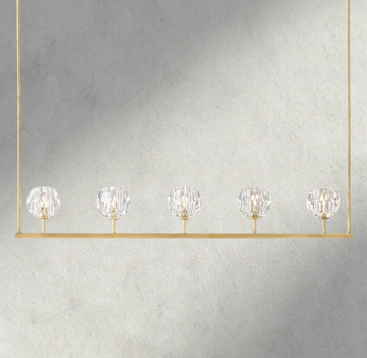 Beula De Cristal Clear Glass Linear Chandelier 48", 60" - GILDLAMPS