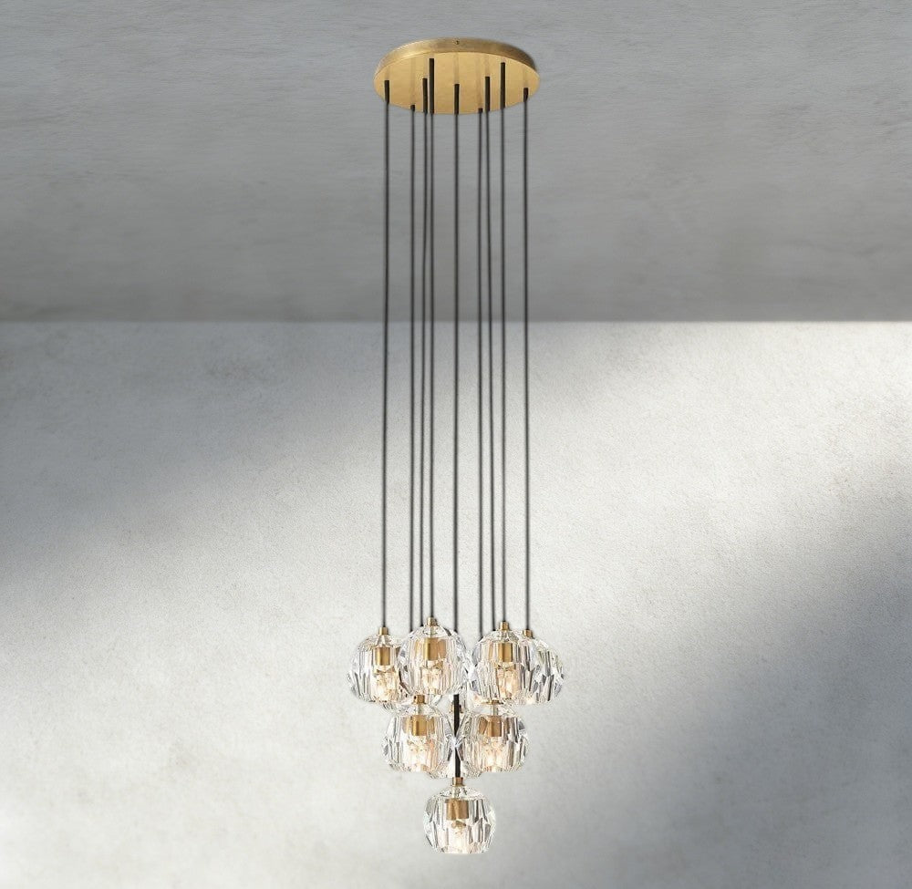 Beula De Cristal Clear/ Smoke Glass Round Cluster Chandelier 14", 19", 24", 30", 40" - GILDLAMPS