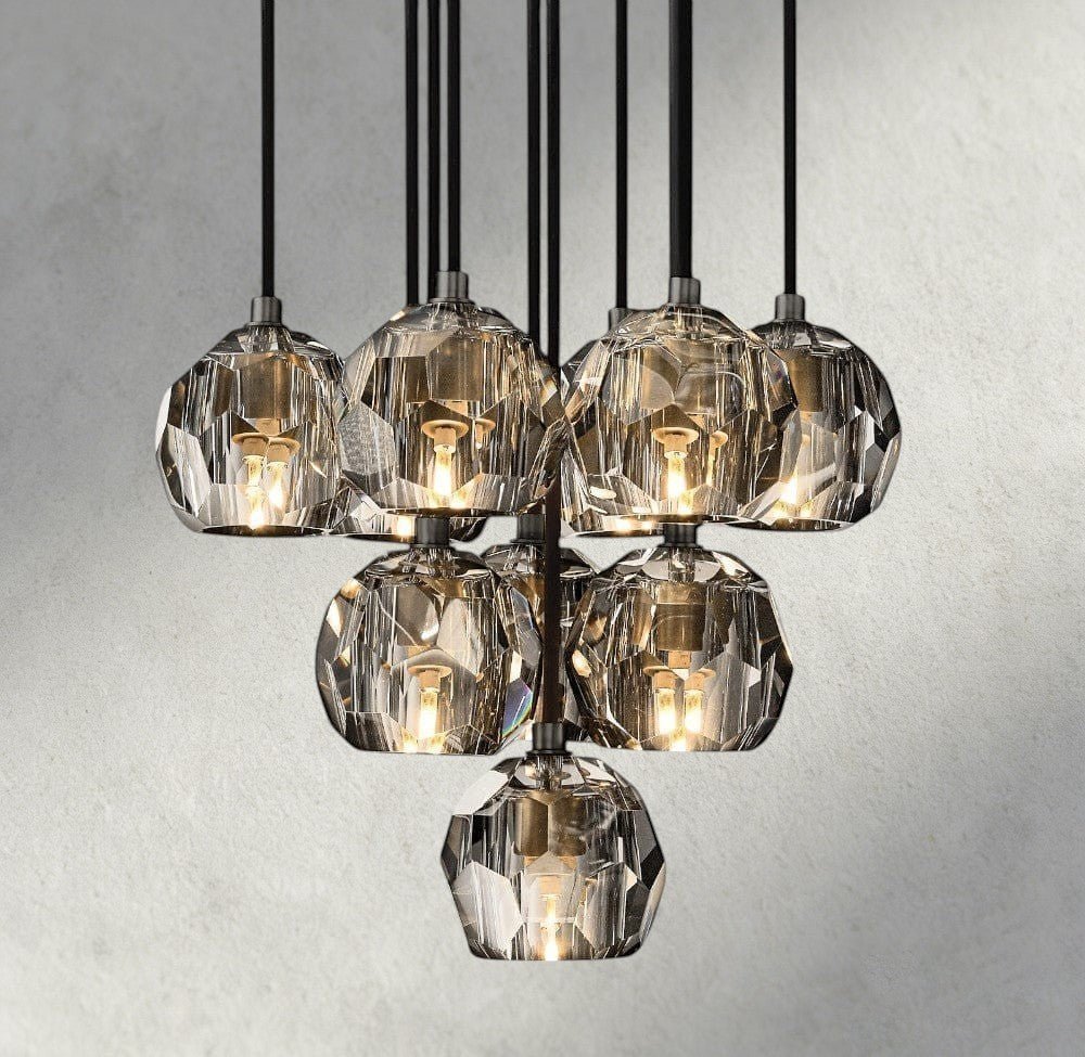 Beula De Cristal Clear/ Smoke Glass Round Cluster Chandelier 14", 19", 24", 30", 40" - GILDLAMPS