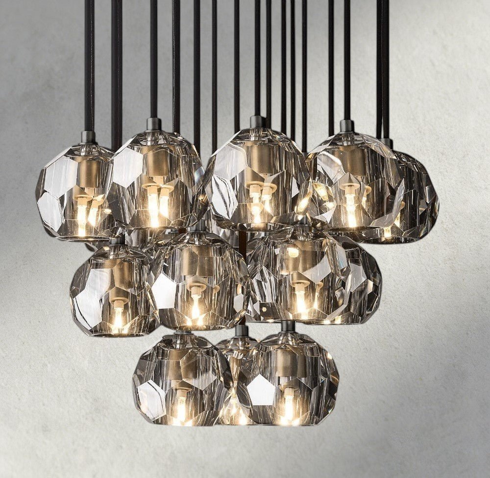 Beula De Cristal Clear/ Smoke Glass Round Cluster Chandelier 14", 19", 24", 30", 40" - GILDLAMPS