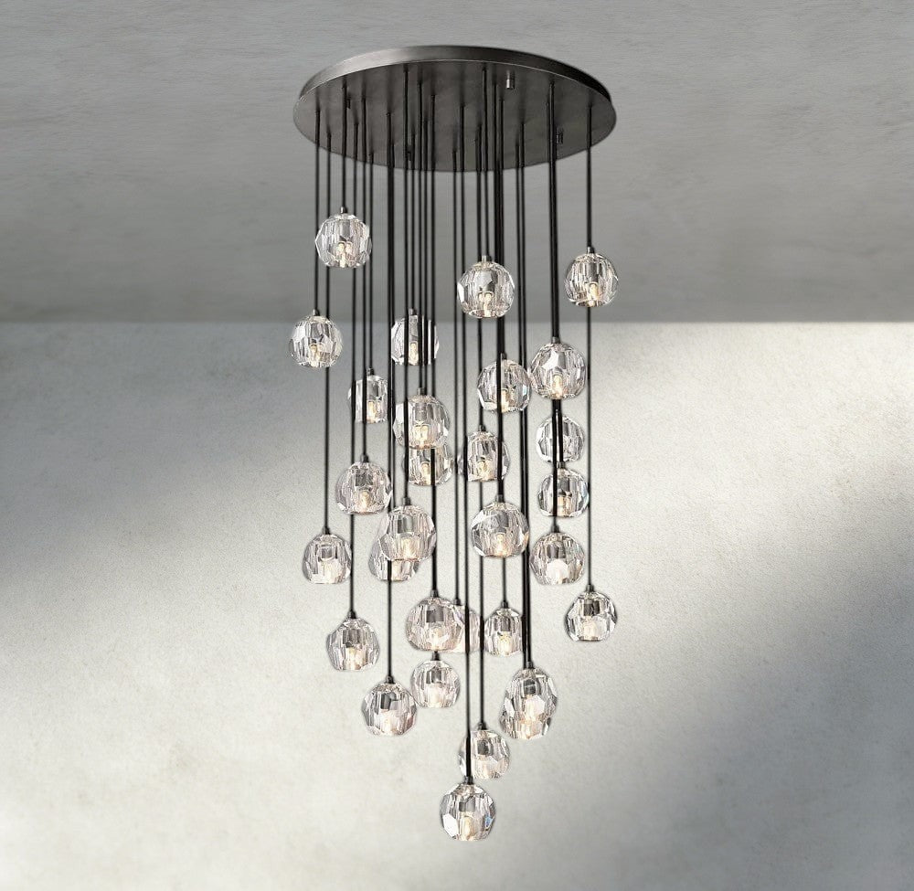 Beula De Cristal Clear/ Smoke Glass Round Cluster Chandelier 14", 19", 24", 30", 40" - GILDLAMPS