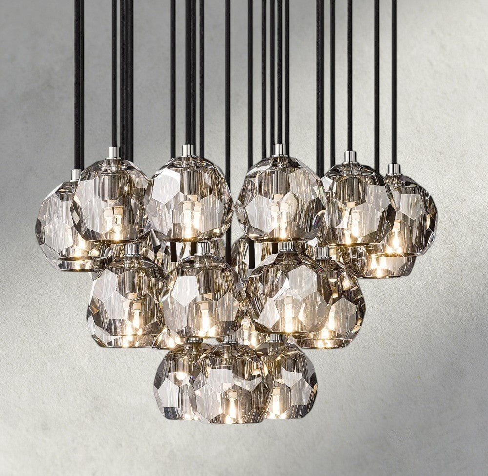 Beula De Cristal Clear/ Smoke Glass Round Cluster Chandelier 14", 19", 24", 30", 40" - GILDLAMPS