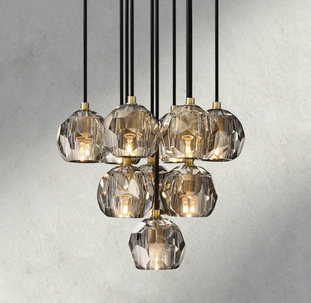 Beula De Cristal Clear/ Smoke Glass Round Cluster Chandelier 14", 19", 24", 30", 40" - GILDLAMPS