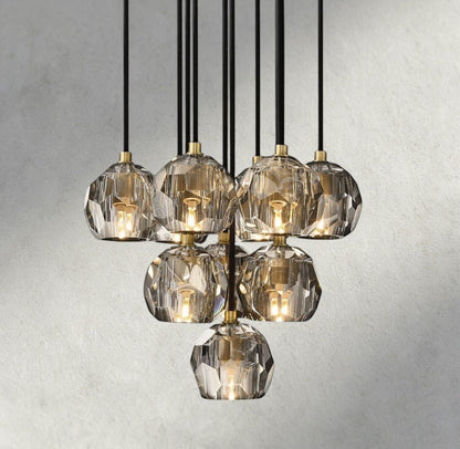 Beula De Cristal Clear/ Smoke Glass Round Cluster Chandelier 14", 19", 24", 30", 40" - GILDLAMPS