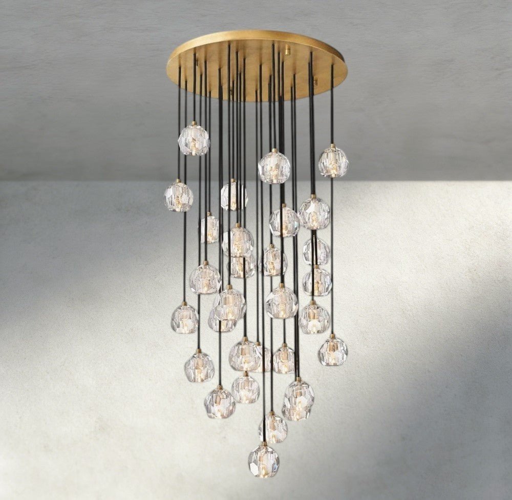 Beula De Cristal Clear/ Smoke Glass Round Cluster Chandelier 14", 19", 24", 30", 40" - GILDLAMPS