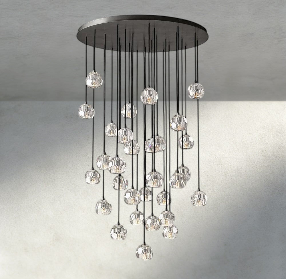 Beula De Cristal Clear/ Smoke Glass Round Cluster Chandelier 14", 19", 24", 30", 40" - GILDLAMPS