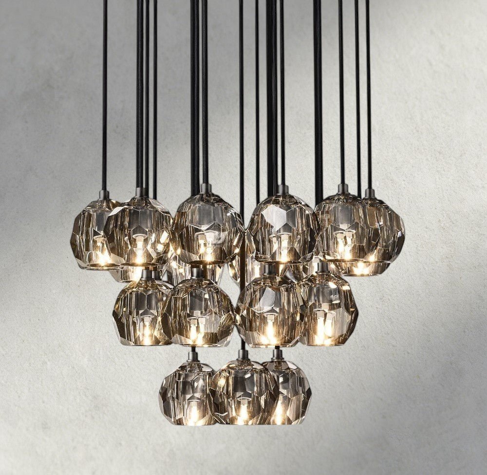 Beula De Cristal Clear/ Smoke Glass Round Cluster Chandelier 14", 19", 24", 30", 40" - GILDLAMPS