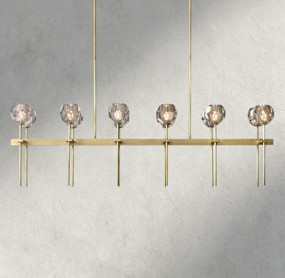 Beula De Cristal Double Linear Chandelier 60" - GILDLAMPS