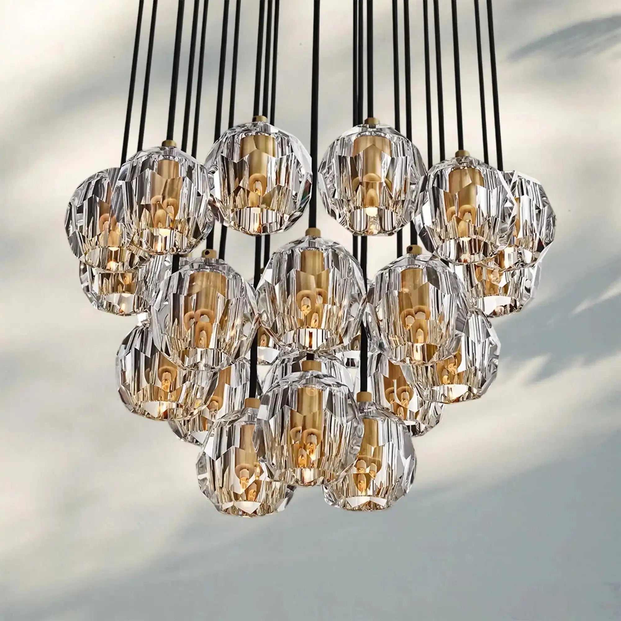 Bouble De Crystal Round Cluster Chandelier