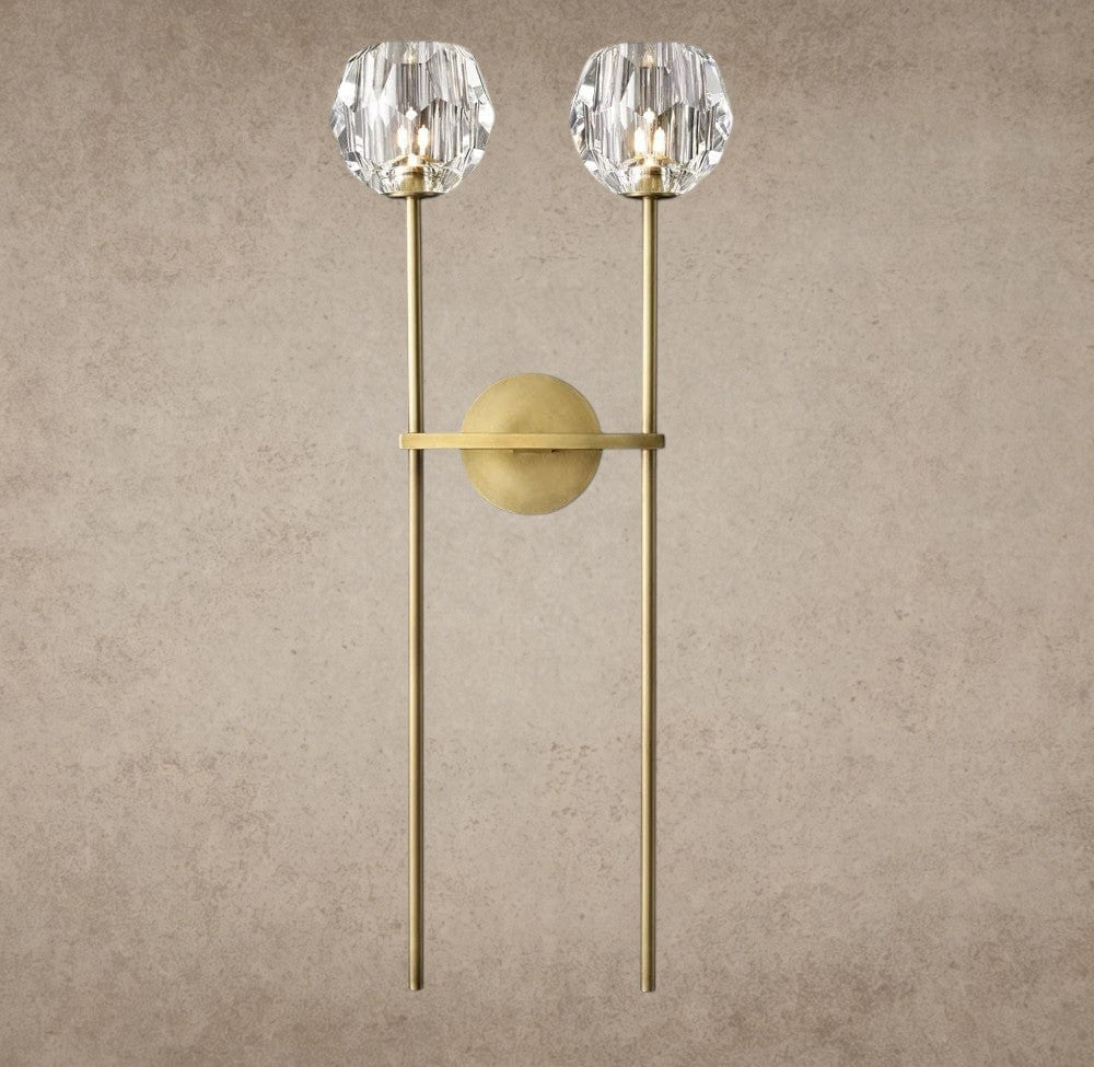 Boule De Cristal Clear Glass Grand Double Sconce