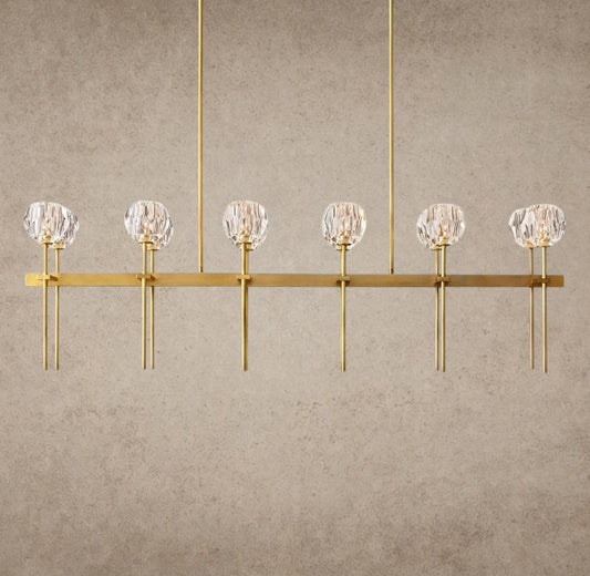 Boule De Cristal Double Linear Chandelier 60 inch