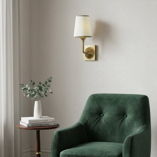 Brass Wall Sconce with Fabric Shade - GILDLAMPS