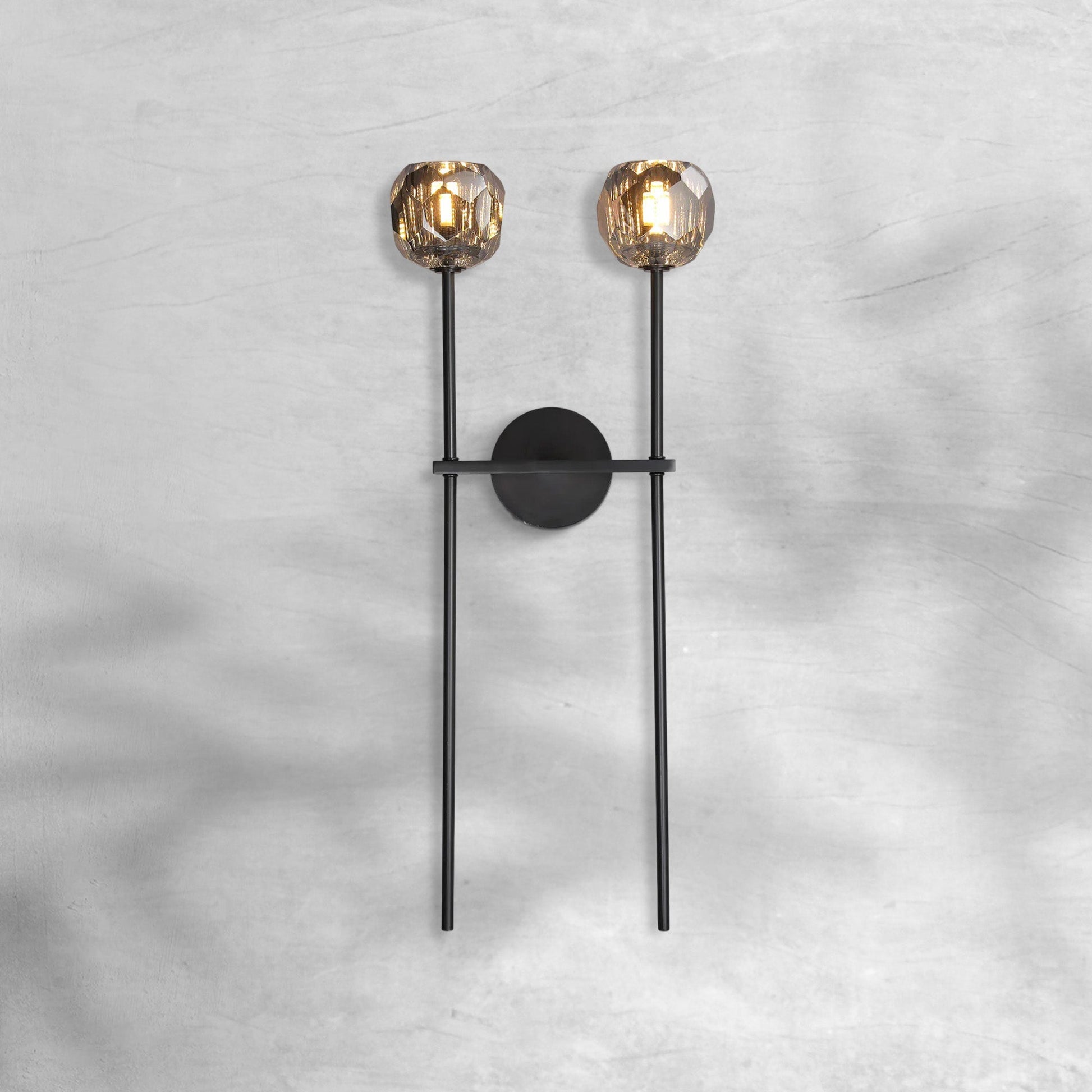 Bruma Smoke Glass Double Grand Wall Sconce - GILDLAMPS