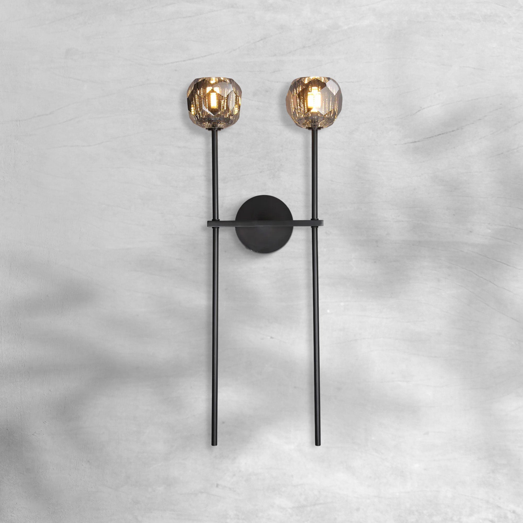 Bruma Smoke Glass Double Grand Wall Sconce - GILDLAMPS