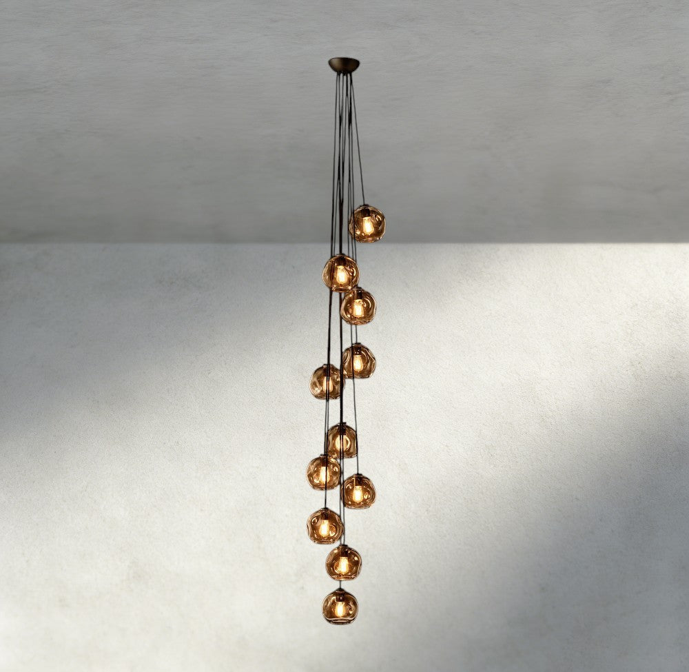 Bubble Smoke Glass Cascade Pendant - GILDLAMPS