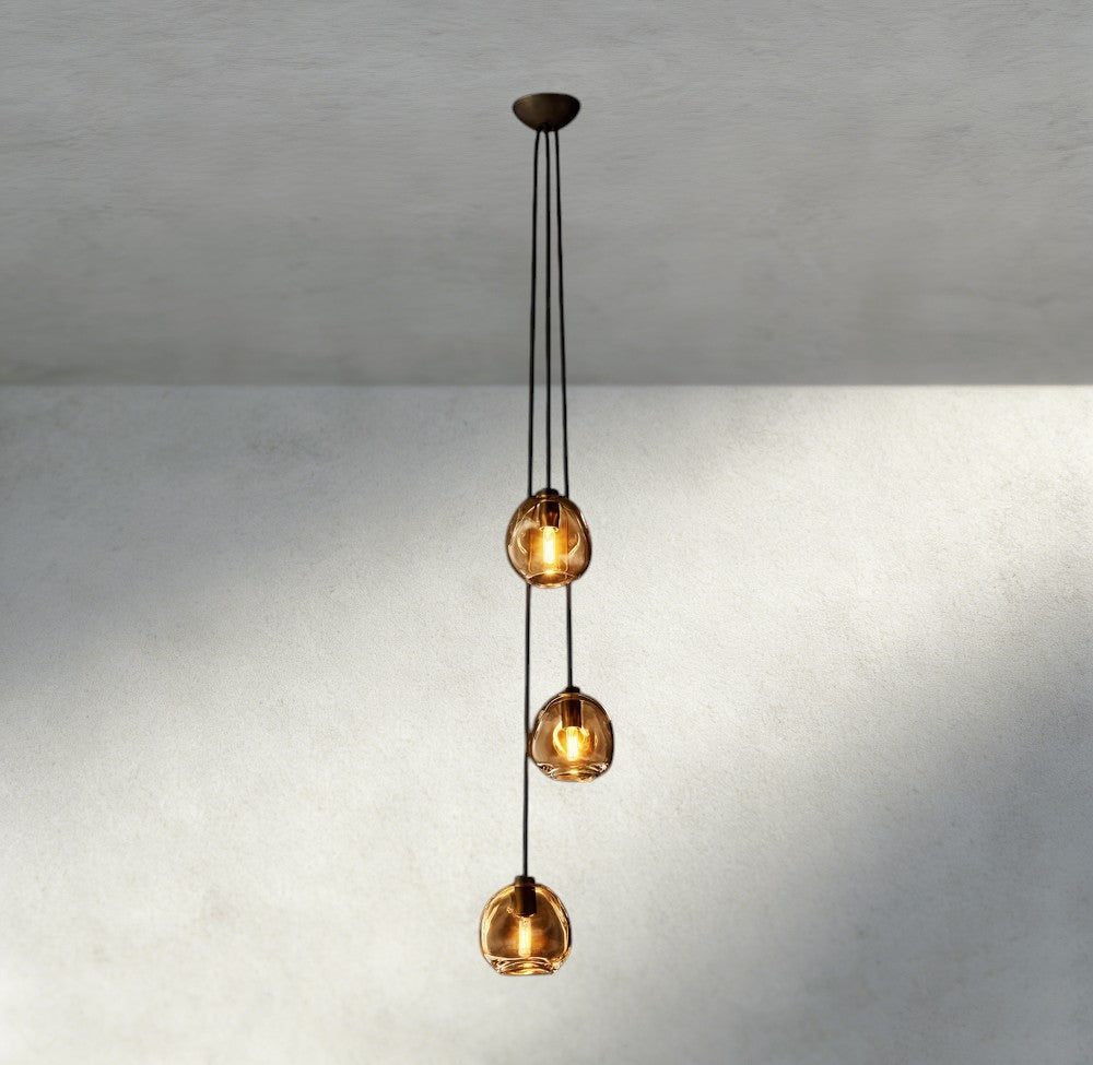 Bubble Smoke Glass Cascade Pendant - GILDLAMPS