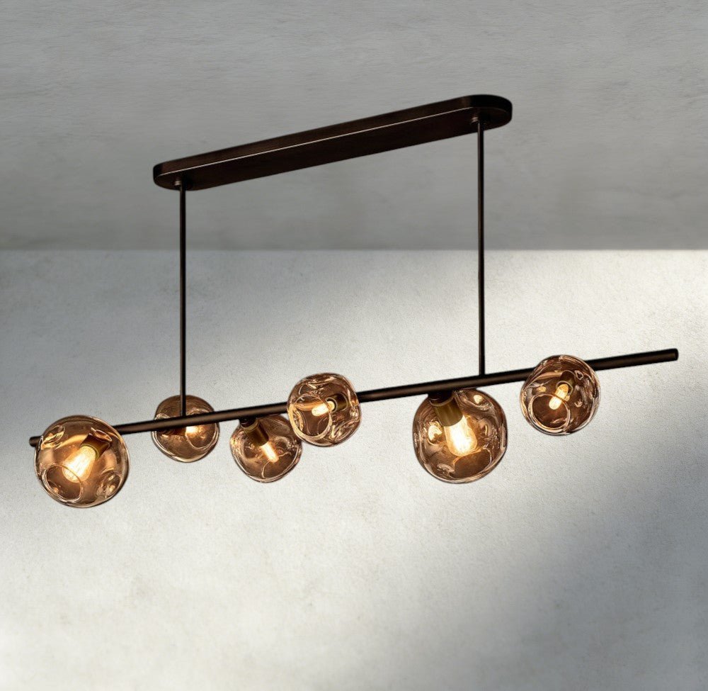 Bubble Smoke Glass Linear Chandelier - GILDLAMPS