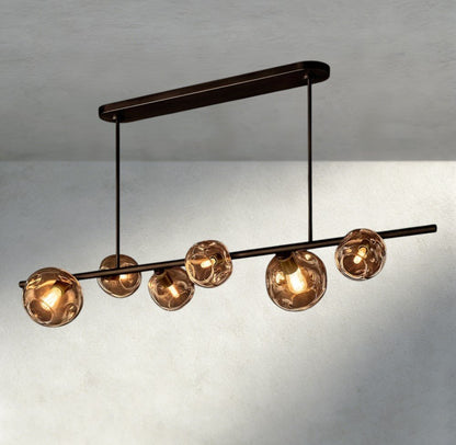 Bubble Smoke Glass Linear Chandelier - GILDLAMPS