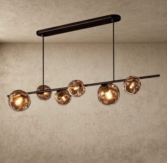 Bubble Smoke Glass Linear Chandelier - GILDLAMPS