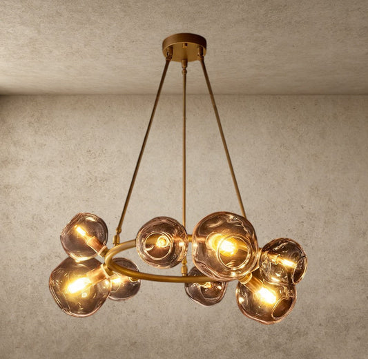 Bubble Smoke Glass Round Chandelier