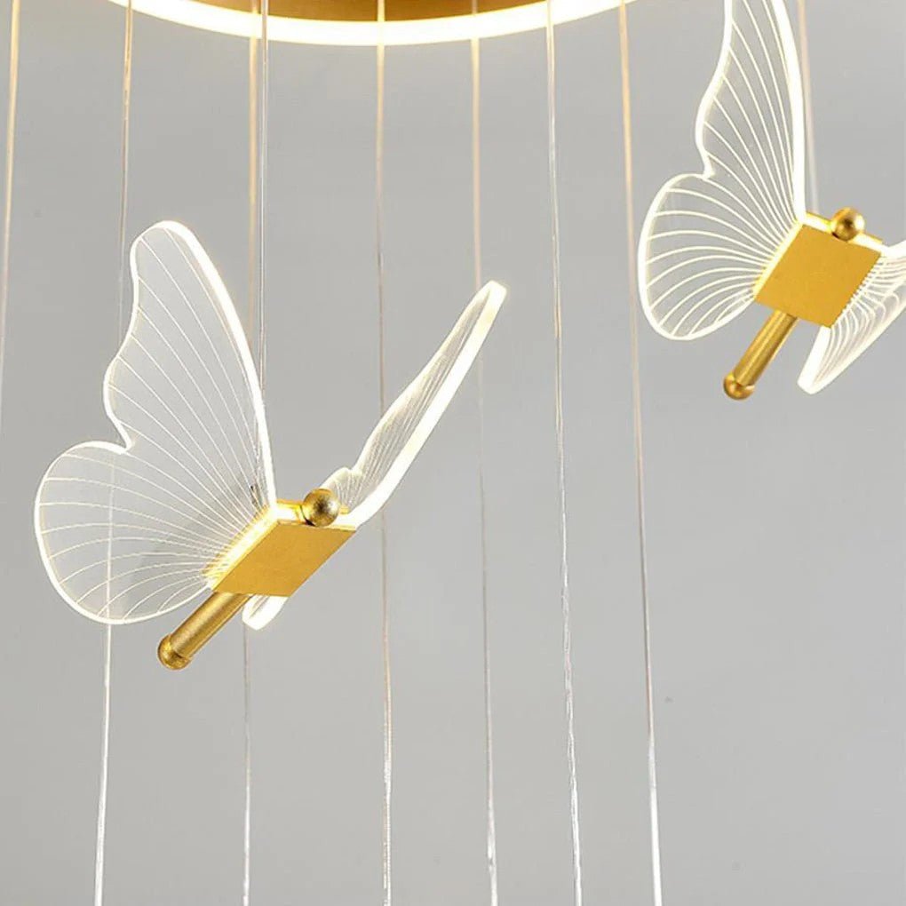 Butterfly Chandelierv Modern Metal Disk Acrylic Ceiling Light - GILDLAMPS