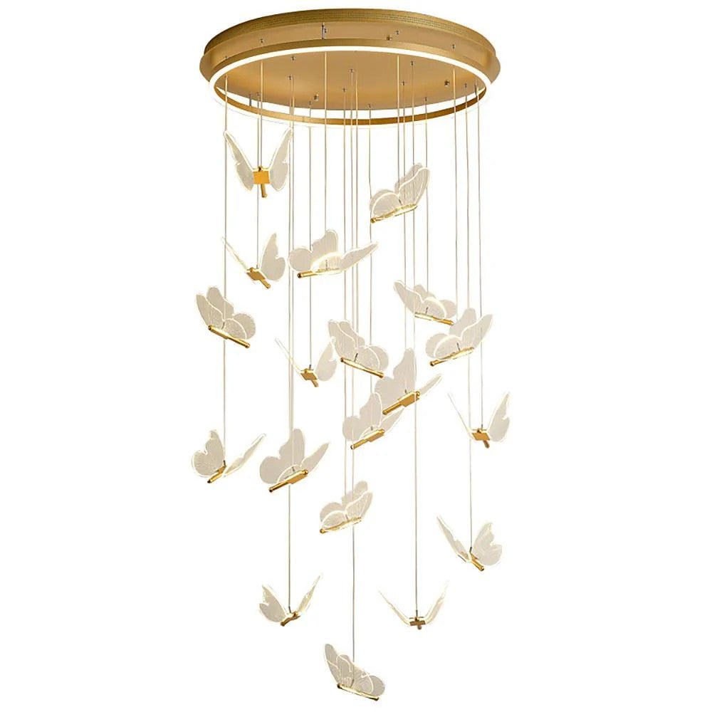Butterfly Chandelierv Modern Metal Disk Acrylic Ceiling Light - GILDLAMPS