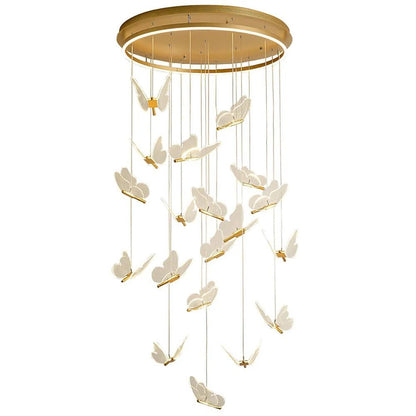 Butterfly Chandelierv Modern Metal Disk Acrylic Ceiling Light - GILDLAMPS