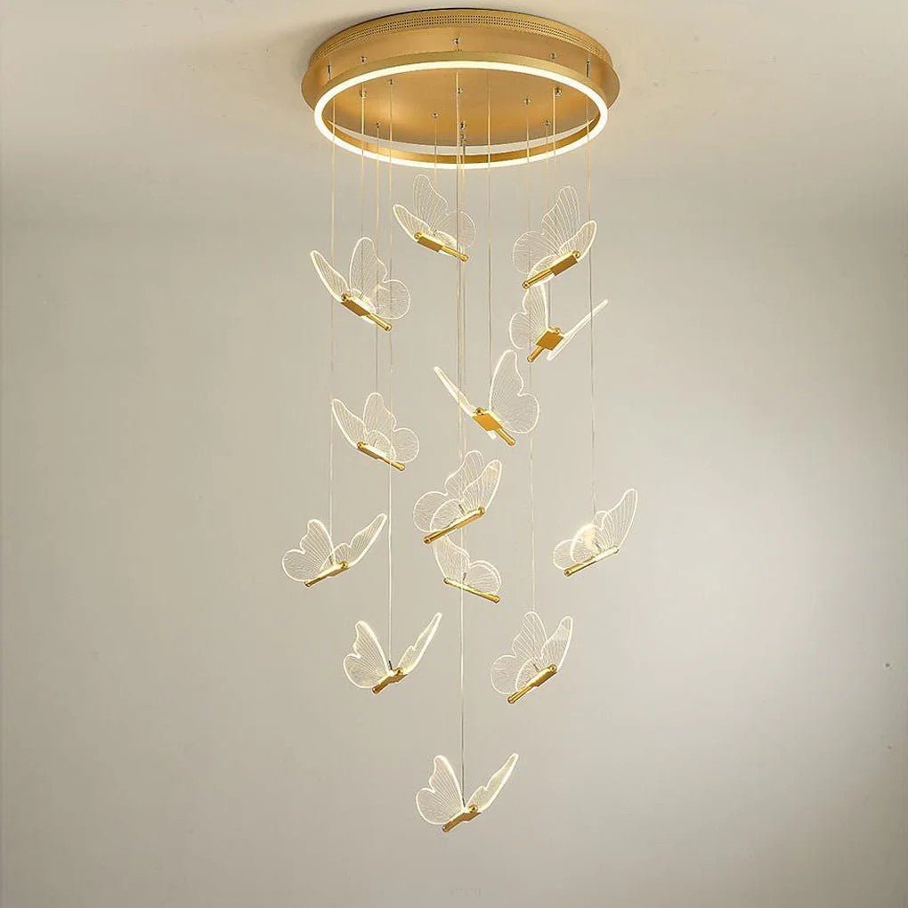 Butterfly Chandelierv Modern Metal Disk Acrylic Ceiling Light - GILDLAMPS