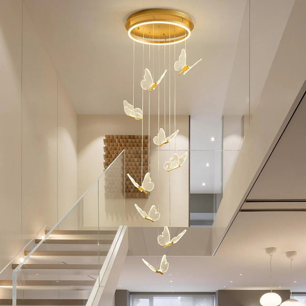 Butterfly Chandelierv Modern Metal Disk Acrylic Ceiling Light - GILDLAMPS