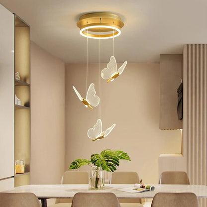 Butterfly Chandelierv Modern Metal Disk Acrylic Ceiling Light - GILDLAMPS