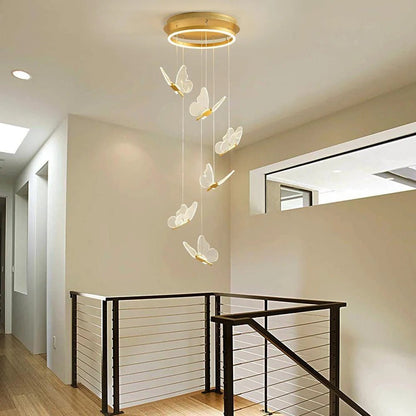 Butterfly Chandelierv Modern Metal Disk Acrylic Ceiling Light - GILDLAMPS