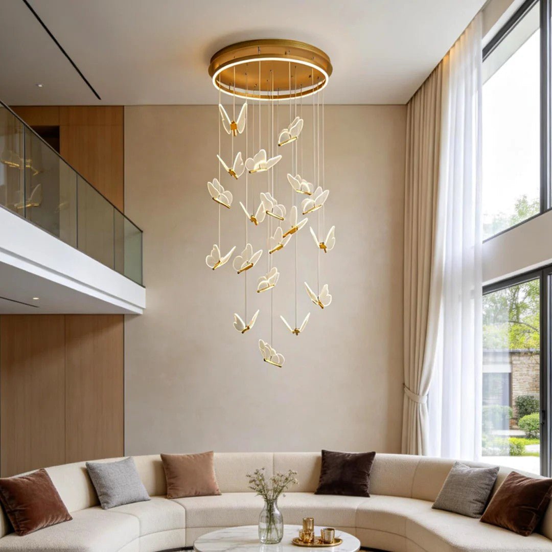 Butterfly Chandelierv Modern Metal Disk Acrylic Ceiling Light - GILDLAMPS